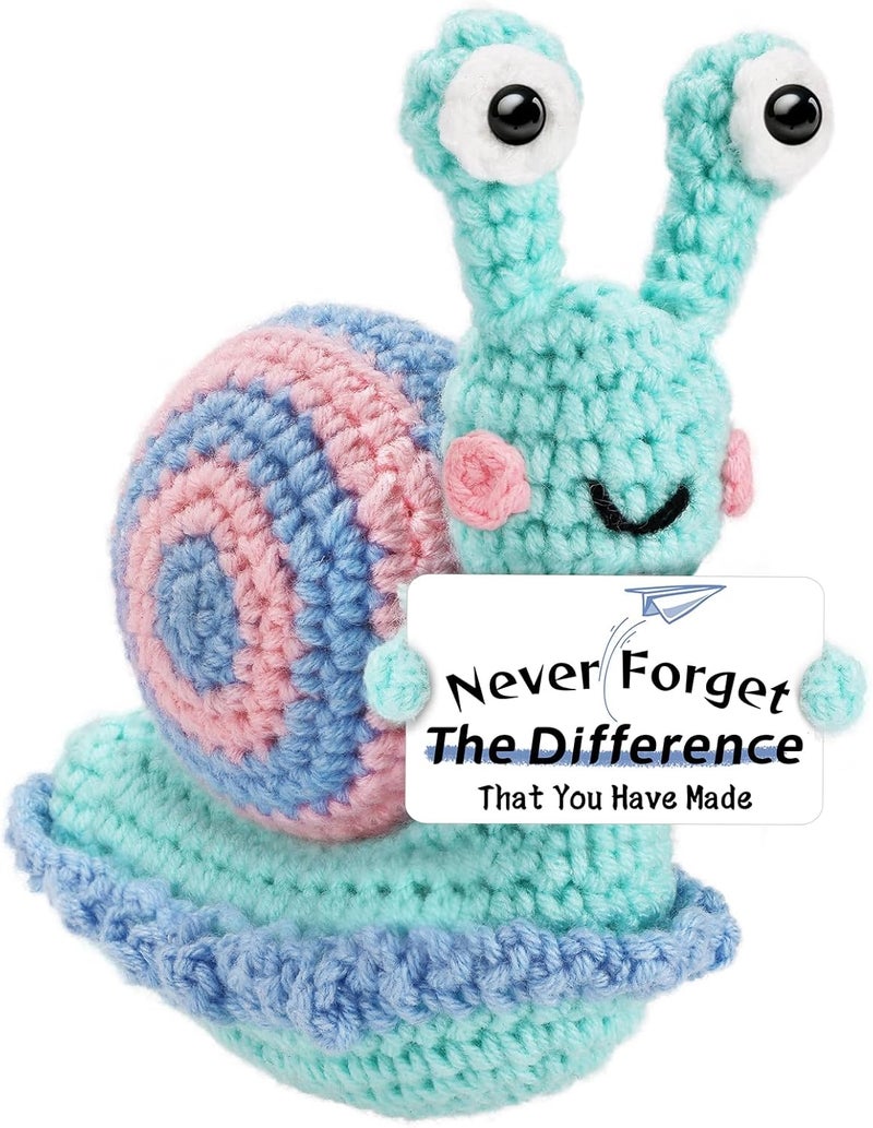 Hoedia Inspirational Snail Thanksgiving Christmas Gifts for Teacher Coworker Employee or People with Depression, Unique Positive Crochet Animals, Thank You Present Home Decorations for Birthday Retirement - Image 1